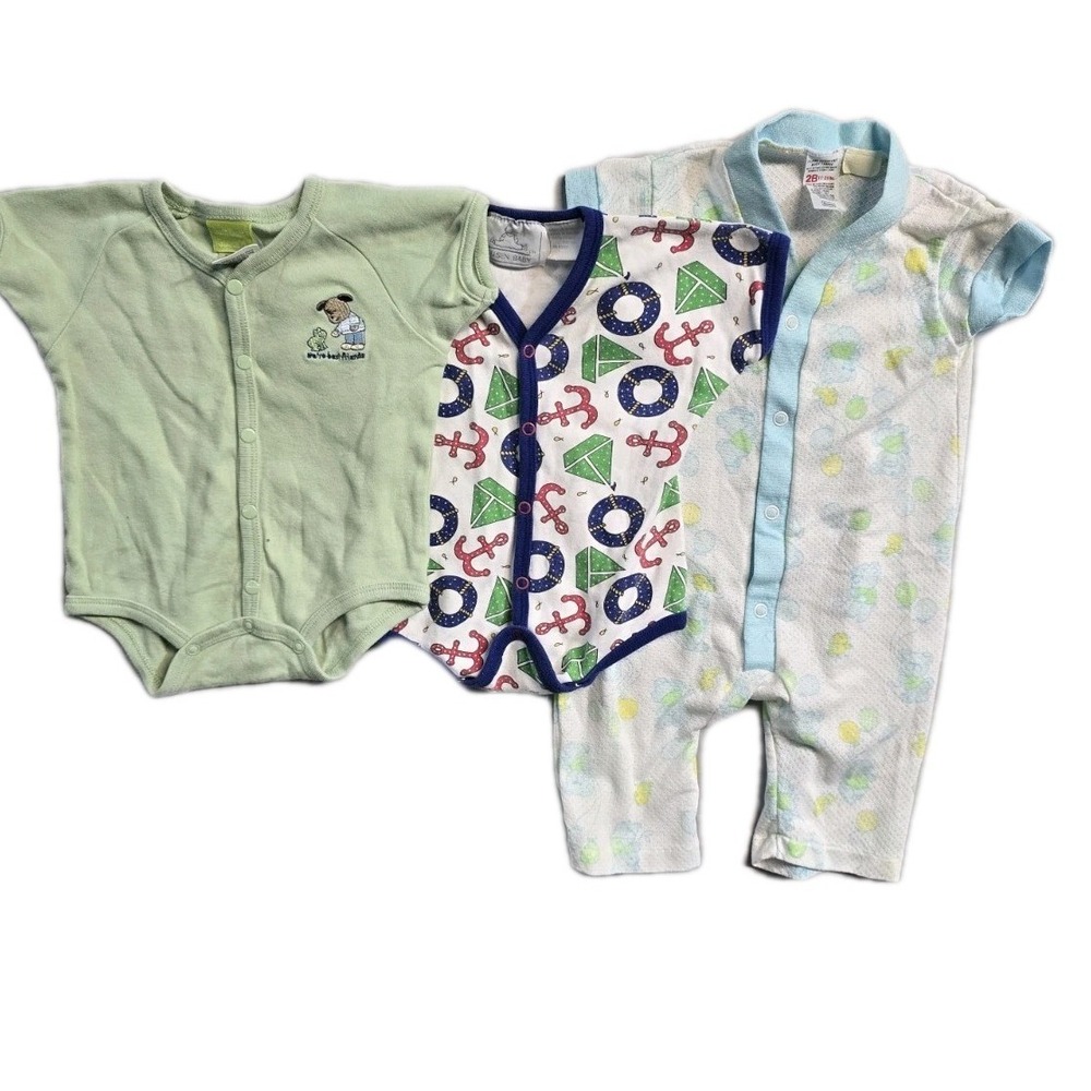 Vintage Baby Boys Romper  3-6 Months  Nautical Lot Of 3